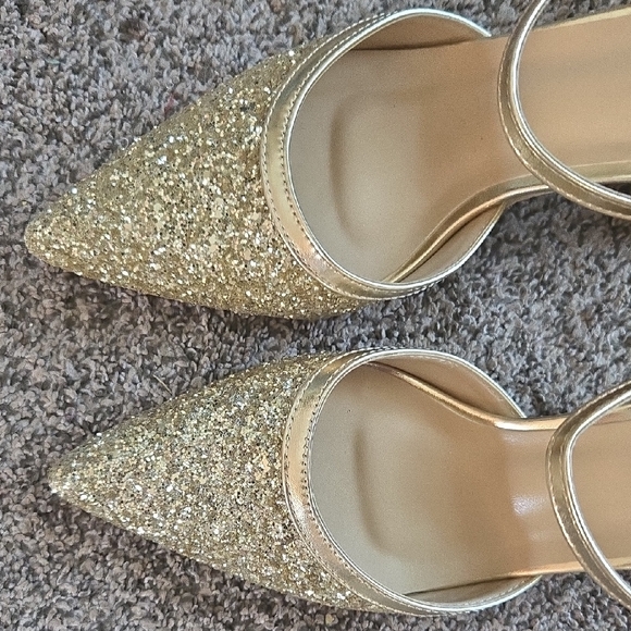 Elegant Gold Glitter Women's Heels ⭐️ ✨️  Size 43   ✨️  ⭐️ - Picture 2 of 8